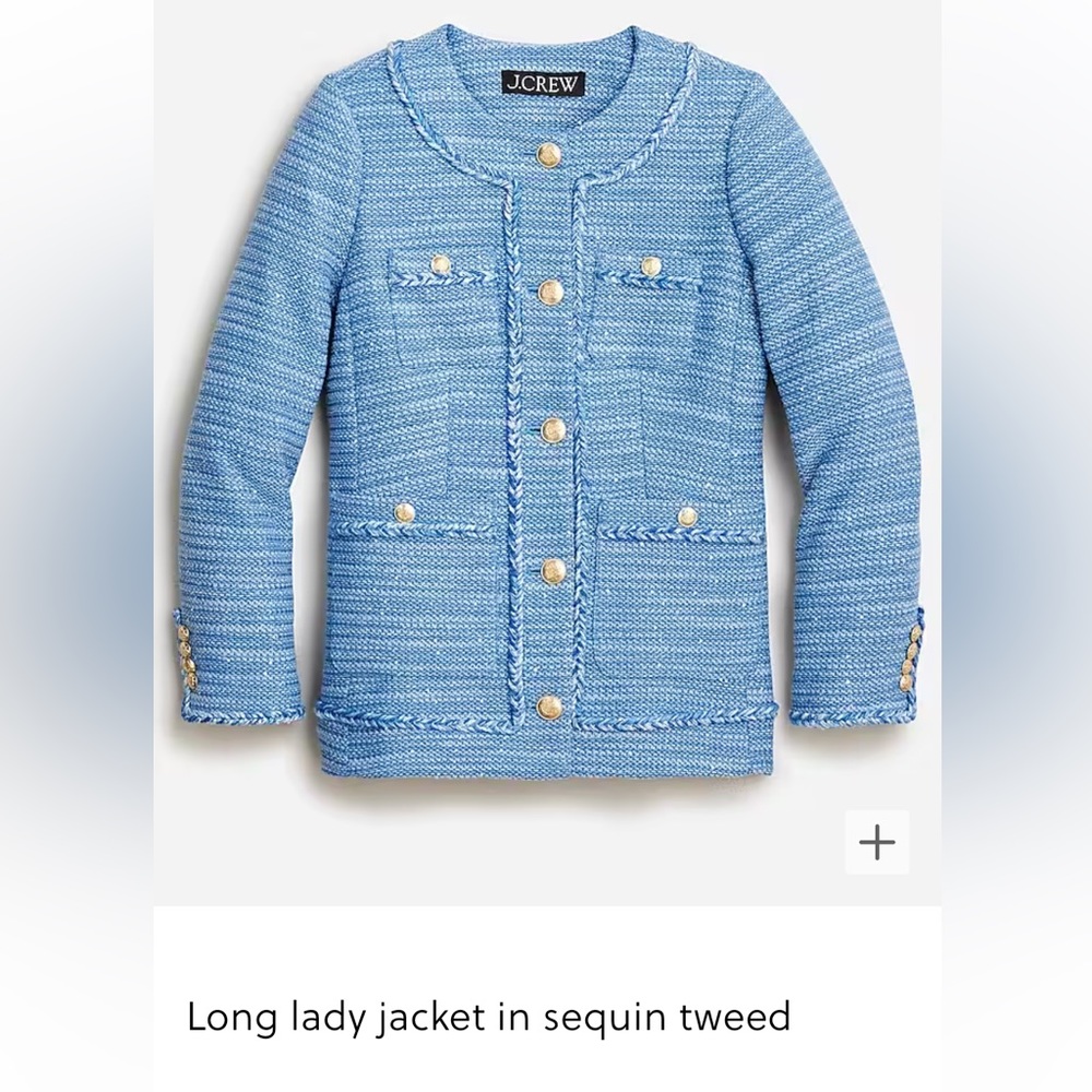 Jcrew long lady jacket - sequin tweed - size 4